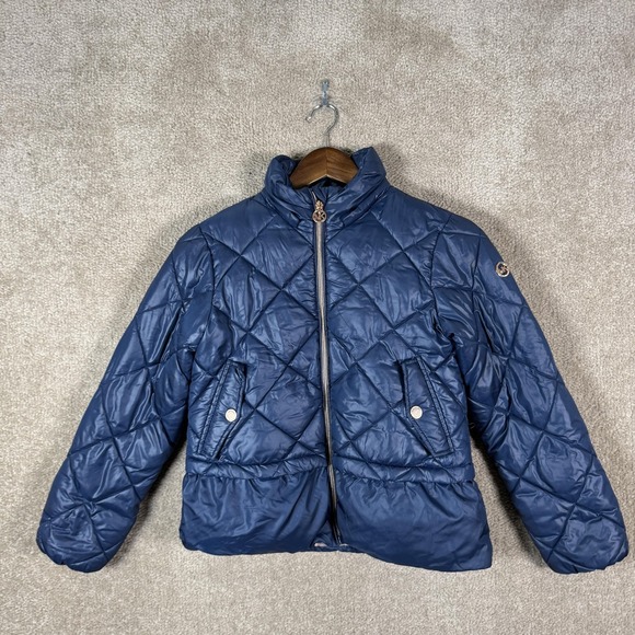 Michael Kors Other - Michael Kors Jacket Girls 10/12 Blue Quilted Puffer Zip Front Logo Winter